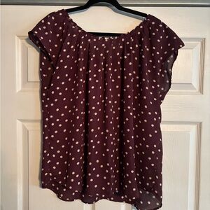 LC Lauren Conrad Plum Polka Dot Blouse